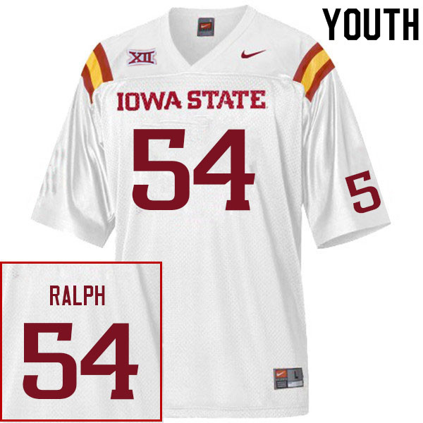 Iowa State Cyclones Youth #54 Aidan Ralph Nike NCAA Authentic White College Stitched Football Jersey JY42K55PO